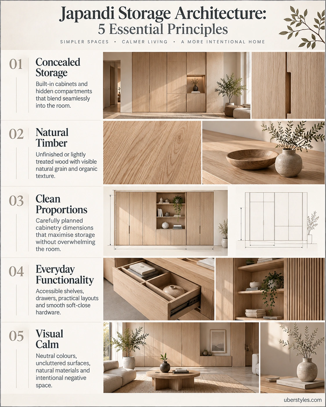 Five essential principles of Japandi storage architecture